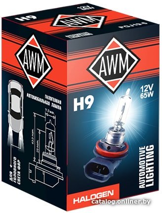Галогенная лампа AWM H9 12V 65W PGJ19-5 1шт