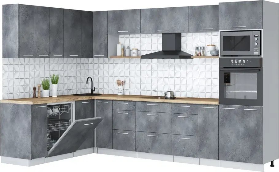 

Готовая кухня Интерлиния Мила Лайт 1.896х3.18 (бетон портленд/бетон портленд/дуб бунратти)