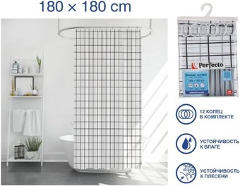 Шторка-занавеска для ванны Perfecto Linea Harmony 36-118203 (клетка)