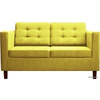 Диван Brioli Дилли клетка Д двухместный (рогожка, J9 желтый/темные ножки)
