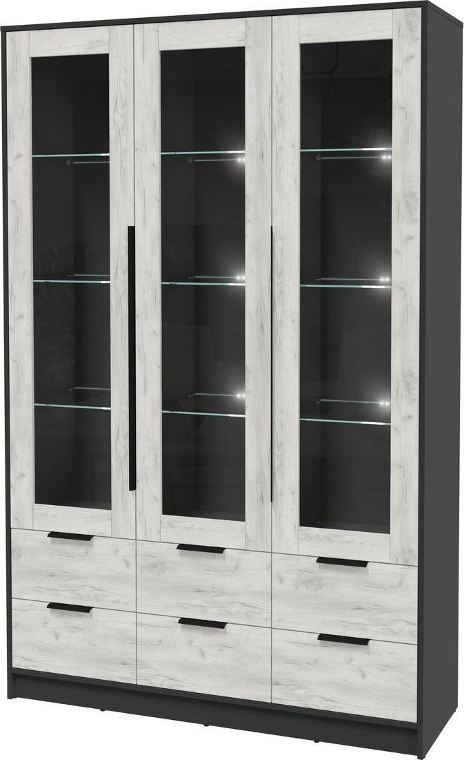 

Шкаф-витрина Интерлиния Концепт КТ-ШВ3 с подсветкой (дуб белый/антрацит)