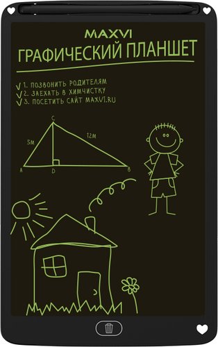 Планшет для рисования Maxvi MGT-03 12" (черный)