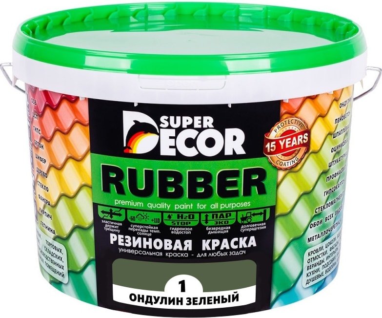 

Краска Super Decor Rubber 3 кг (№01 ондулин зеленый)