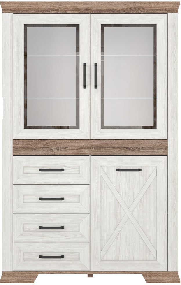 

Шкаф-витрина Black Red White Marselle REG2W1D4S (ясень снежный/дуб сонома темный)