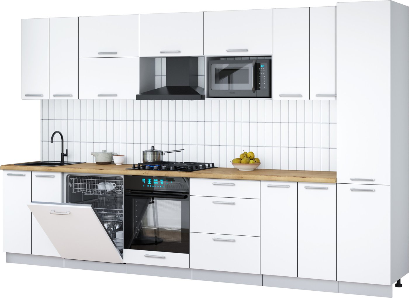 

Готовая кухня Интерлиния Мила Gloss 3.4-ПМ2 (белый/белый/дуб бунратти)