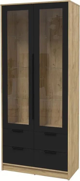 

Шкаф-витрина Интерлиния Концепт КТ-ШВ2 с подсветкой Глосс (дуб золотой/черный)