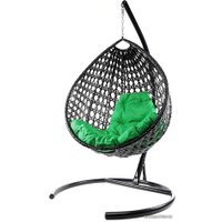 Подвесное кресло M-Group Капля Люкс 11030404 (черный ротанг/зеленая подушка)