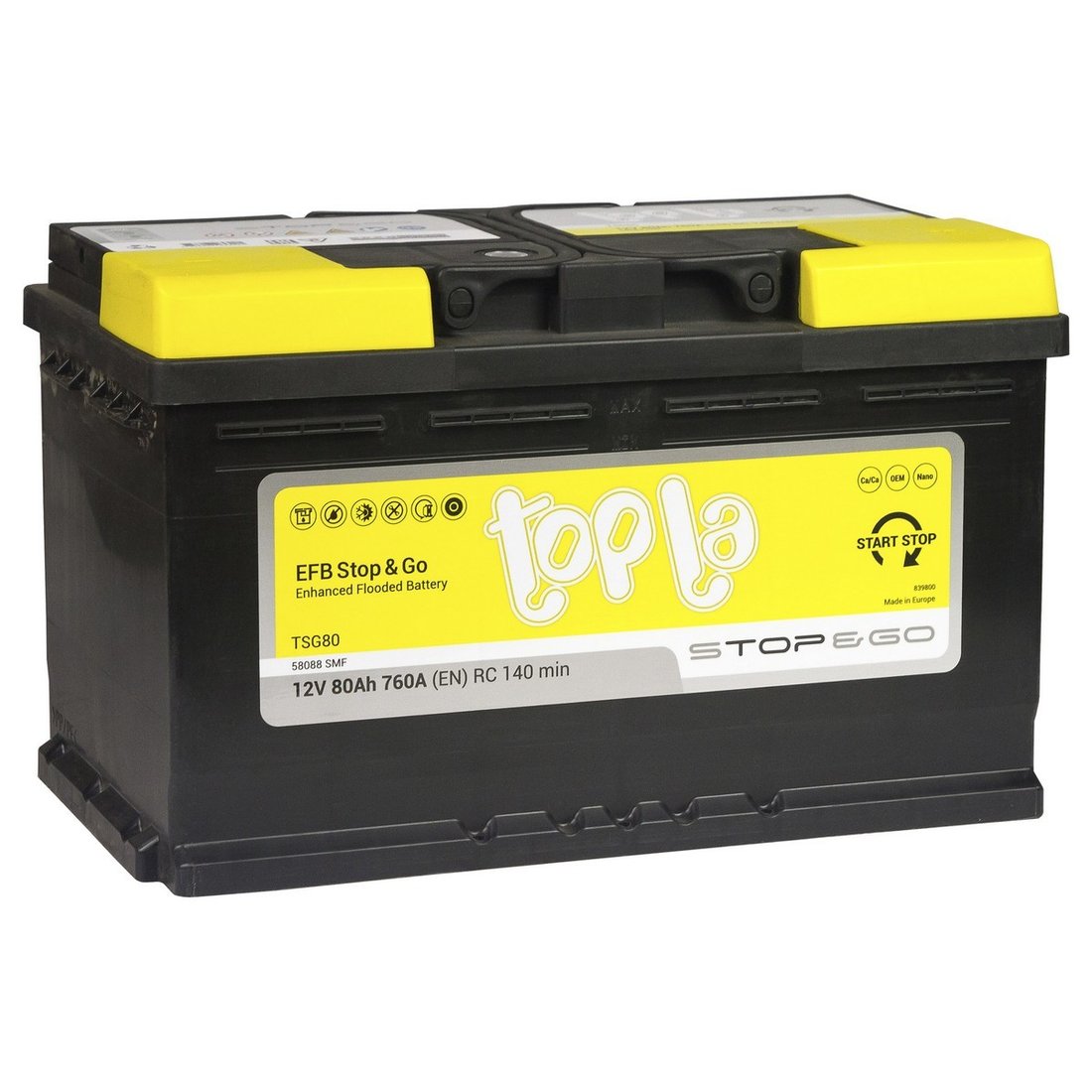 

Автомобильный аккумулятор Topla 80 Ah -112080 - EFB Stop & Go R+ (80 А·ч)