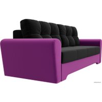 Диван Лига диванов Амстердам 100037 (микровельвет, черный/фиолетовый)