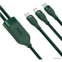 Кабель Baseus CA1T2-F06 USB Type-C - USB Type-C - Lightning (1.2 м, зеленый)