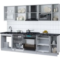 Готовая кухня Интерлиния Мила Gloss 2.7-ПМ2 (грей/грей/дуб бунратти)