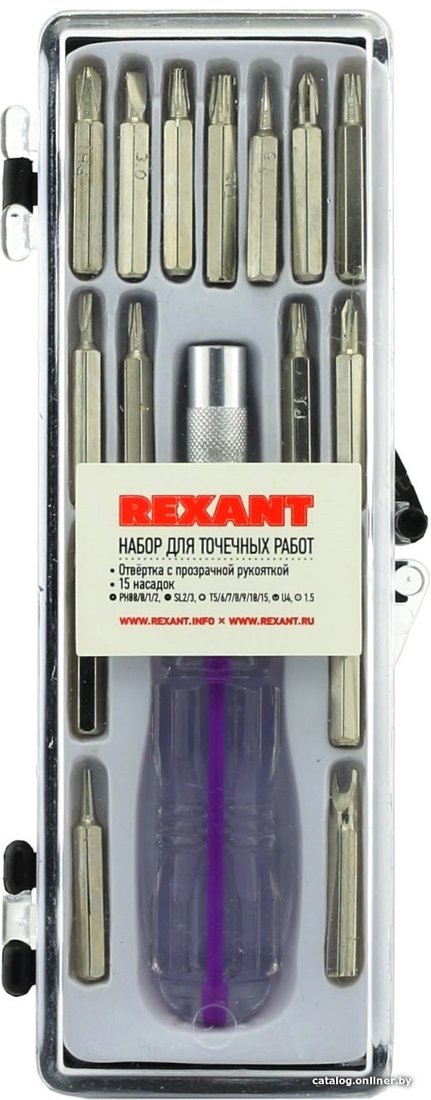Набор отвертка с битами Rexant 12-4704 (16 предметов)