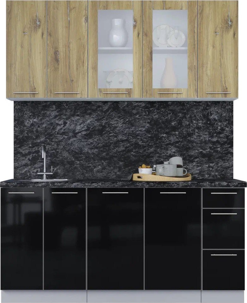 

Кухонный модуль Интерлиния Мила Пластик 1.7 Б (дуб эпоксид/черный/кастилло темный)