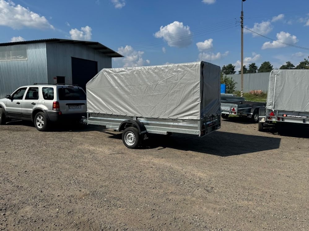 

Одноосный прицеп AvtoS A35Р1B (3500x1500x300, R13, ресс. 3302 ГАЗ-2лист, тент 1200мм)