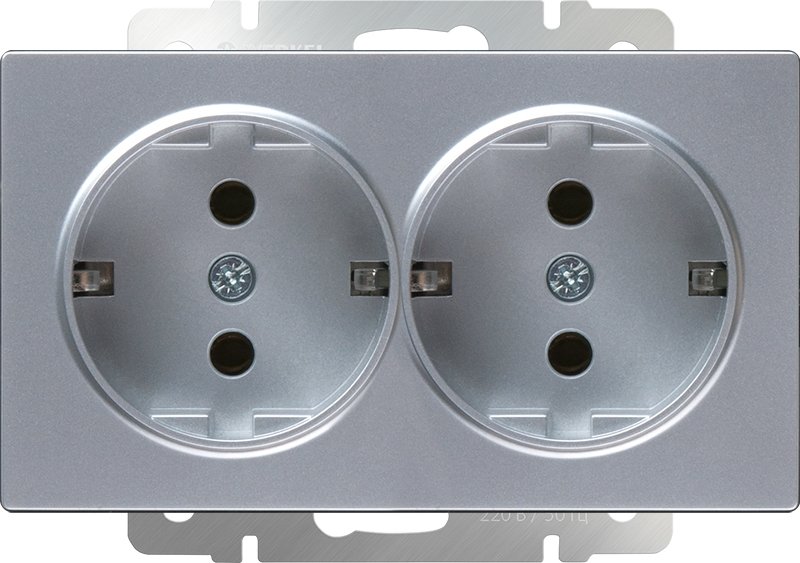 

Розетка Werkel WL06-SKG-02-IP20 (серебряный)