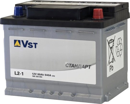 

Автомобильный аккумулятор VST Стандарт L2-1 60 R+ (60 А·ч)