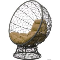 Кресло M-Group Кокос на подставке 11590301 (серый ротанг/бежевая подушка)