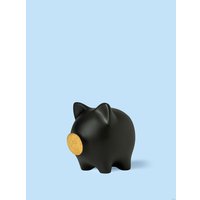 Копилка для денег PIG BANK свинка-копилка M (черный с золотым пятачком)