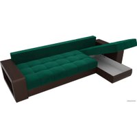 Угловой диван Лига диванов Дубай 105802 (правый, велюр/экокожа, зеленый/коричневый)