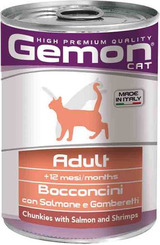 Консервированный корм для кошек Gemon Chunkies Adult Salmon and Shrimps 415 г