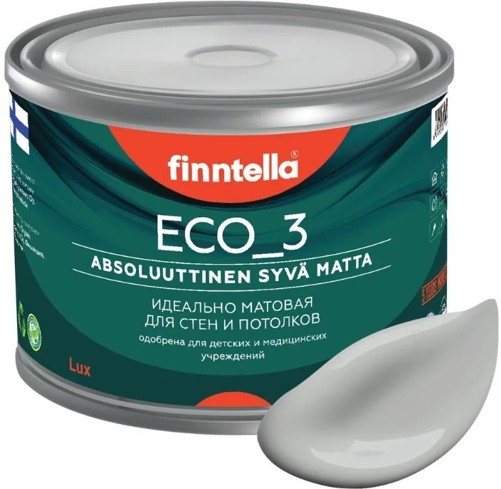 

Краска Finntella Eco 3 Wash and Clean Seitti F-08-1-3-LG183 2.7 л (светло-серый)