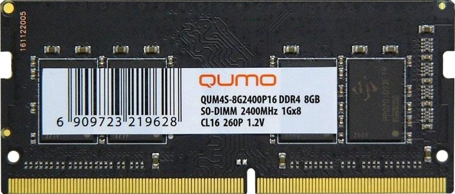 

Оперативная память QUMO 8GB DDR4 SODIMM PC4-19200 QUM4S-8G2400P16