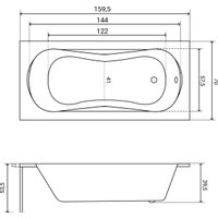 Ванна Lauter Sophia 160х70 21205160 (с каркасом, черным подголовником)
