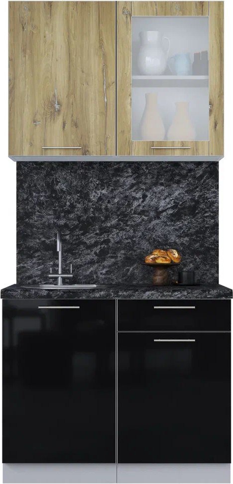 

Кухонный модуль Интерлиния Мила Пластик 1.0 Б (дуб эпоксид/черный/кастилло темный)