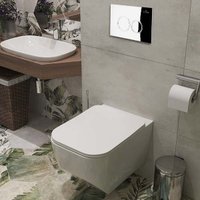 Унитаз подвесной Roxen Boro One Rimless 6 в 1 StounFix Dual Fresh 518414 (кнопка: хром)