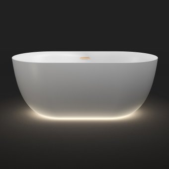 Ванна Wellsee Chic Riviera 179x85 23680604R (отдельностоящая ванна с подсветкой белый глянец, экран, ножки, сифон-автомат золото)