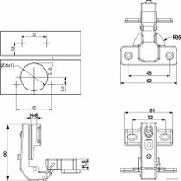 Мебельная петля AKS под фальшпанель 90° с пружиной 45мм h6 slide-on короткое плечо