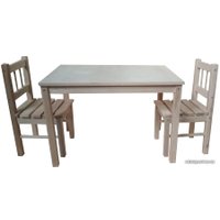 Детский стол ВудГруппММ Набор стол 75x50 и два стула (натуральный)