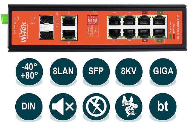Неуправляемый коммутатор Wi-Tek WI-PS310GF-I (v2)