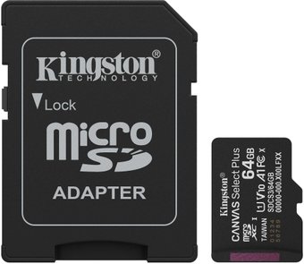 Карта памяти Kingston Canvas Select Plus microSDXC 64GB SDCS3/64GB (с адаптером)