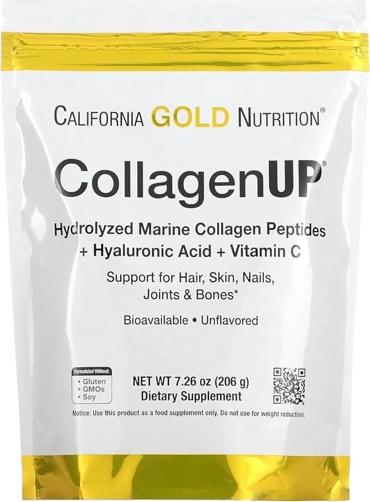 

Витамины, минералы California Gold Nutrition CollagenUP гидролизованные пептиды морского коллагена с гиал. кислотой и витамином C (нейтральный, 206 г)