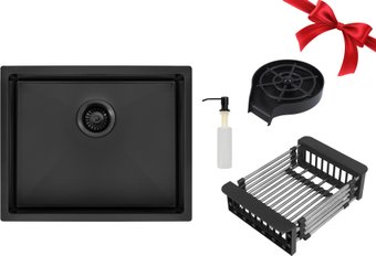 Кухонная мойка ZorG ZRE 5545 graphite+ринзер+коландер+дозатор