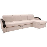 Угловой диван Сириус Лидер-6 с оттоманкой НПБ 300x165 (Eva 01 велюр белый)