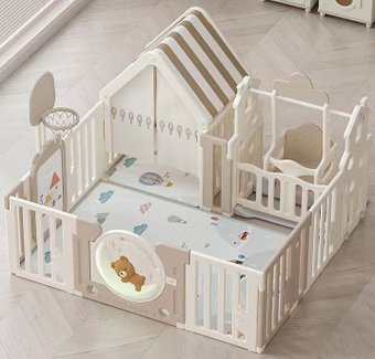 Игровой манеж UNIX kids DeLuxe House&Storage 150х180 Camel PPLXSWH180WC