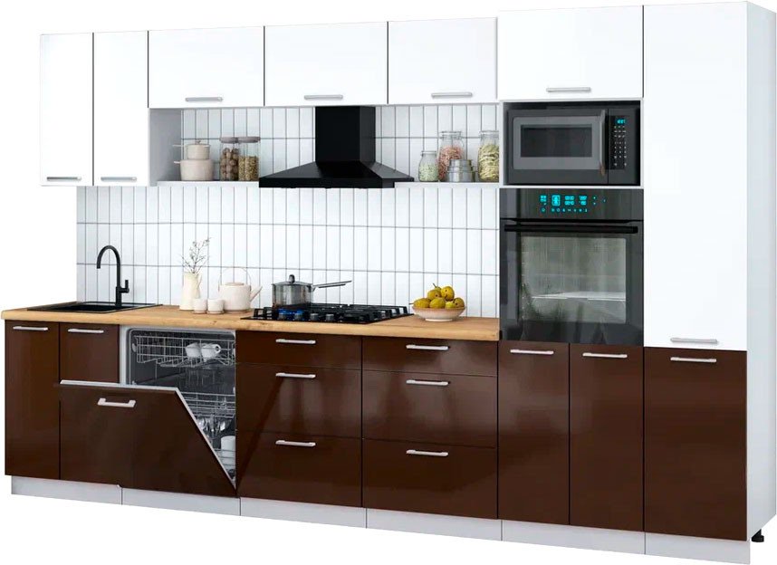 

Готовая кухня Интерлиния Мила Gloss 3.4-ПМ1 (шоколад глянец/белый/дуб бунратти)