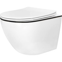 Унитаз подвесной Roxen Antares Black в комплекте с инсталляцией StounFix Dual Fresh 6 в 1 964974 (кнопка: черное стекло)