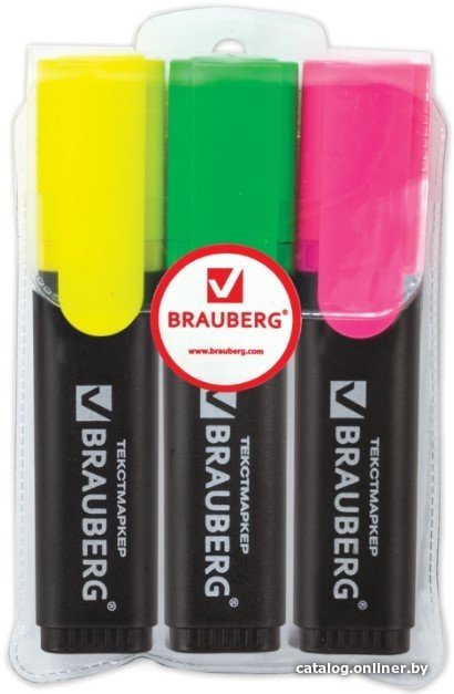 Текстовыделитель BRAUBERG Contract 150395 (3 шт)