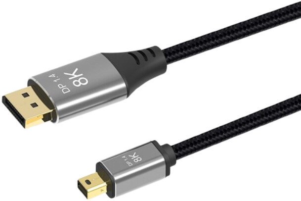 Кабель USBTOP miniDisplayPort - DisplayPort 8K v1.4 (в оплетке, 1 м, черный)