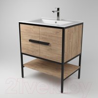  Дабер Тумба под умывальник 010 Andrea Elen 80 Т10.8А.2.6 (дуб канзас/коричневый)