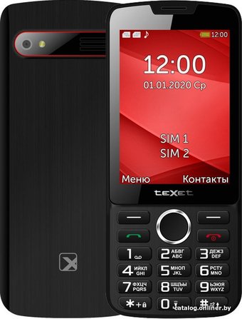Кнопочный телефон TeXet TM-308 (черный/красный)