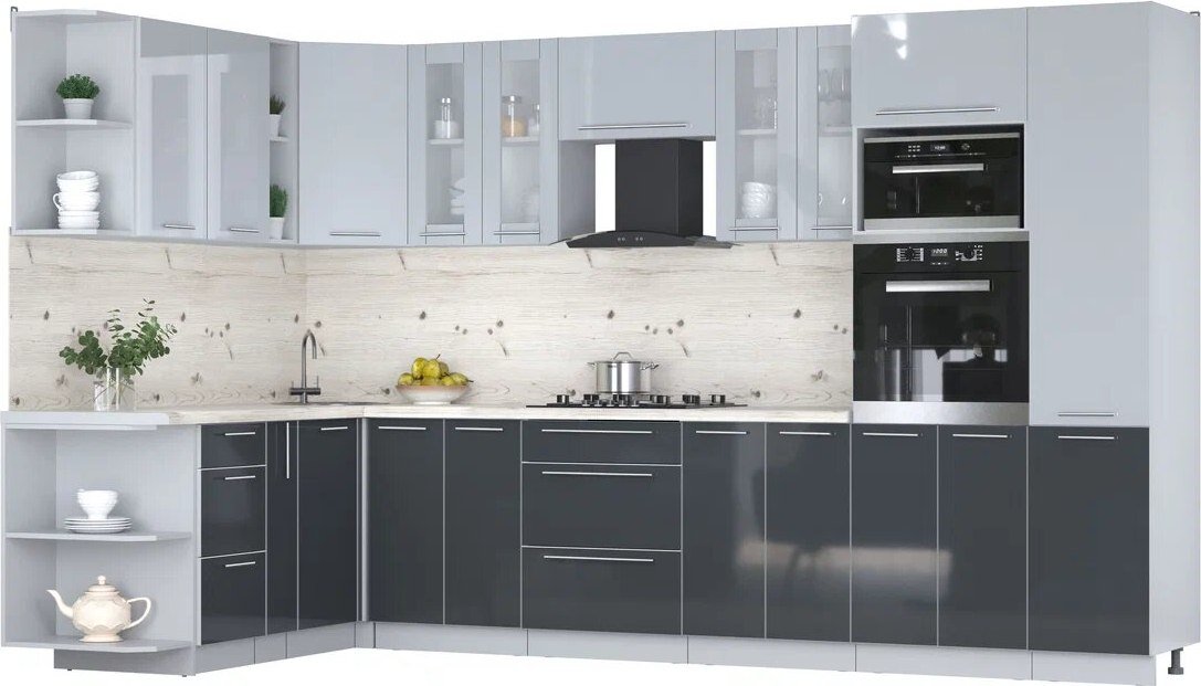 

Готовая кухня Интерлиния Мила Пластик 1.88x3.4 LV (туманный глянец/антрацит/бискайская сосна)