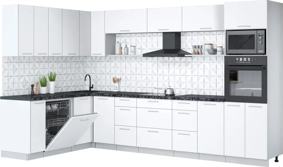 

Готовая кухня Интерлиния Мила Лайт 1.896х3.38-2 (белый платинум/белый платинум/кастилло темный)