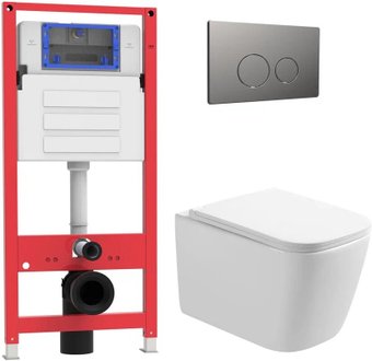 Унитаз подвесной Oliveeka OL-MQ-003 + OL-1216 + OL-R22-BGM (матовый оружейный металл)