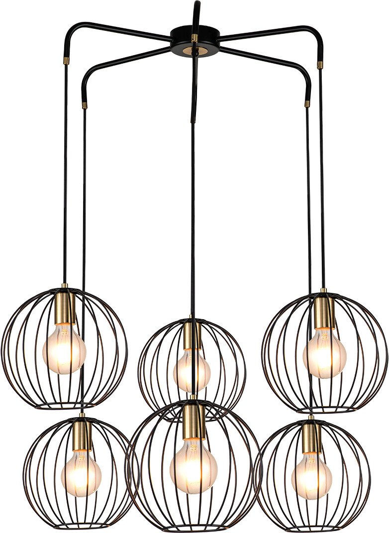 

Подвесная люстра Escada Quebec 10176/6 E27*60W Black/Brass