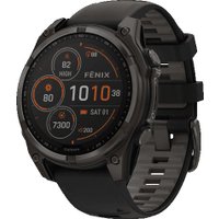 Умные часы Garmin Fenix 8 Solar, Sapphire 47мм (титановый угольно-серый DLC с черным ремешком)