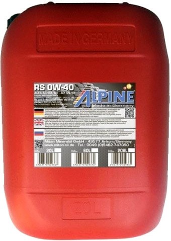 Моторное масло Alpine RS 0W-40 20л